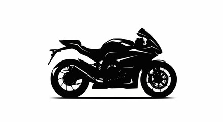 Obraz premium Racing Motorcycle Silhouette Side View Isolated on White Background