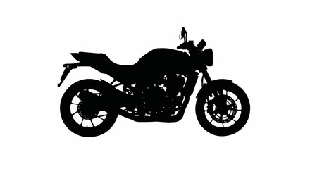 Obraz premium Racing Motorcycle Silhouette Side View Isolated on White Background