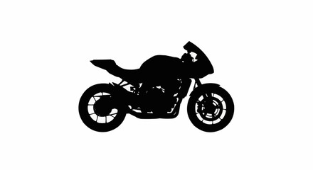 Fototapeta premium Racing Motorcycle Silhouette Side View Isolated on White Background