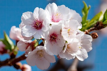 Delicate Cherry Blossoms Bloom Against a Azure Sky