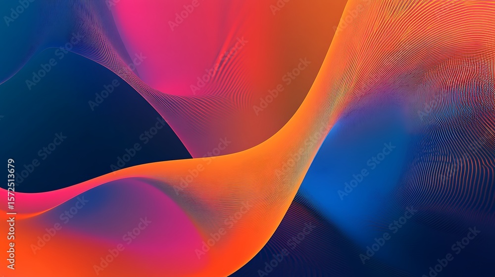 Sticker vibrant gradient waves of light and color flowing across a dark background
