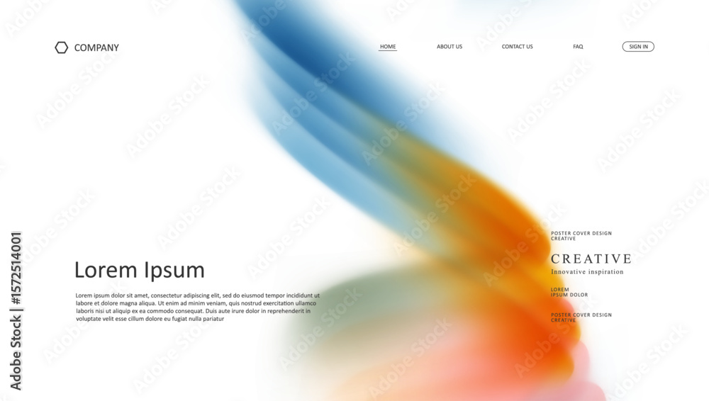 Poster abstract wave futuristic design of landing page. retro gradient mesh website design