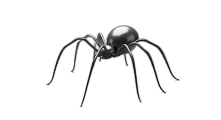 Creepy Crawly A Detailed Look at a Spider Sculpture, capturing its intricate details and glossy black texture on a clean white background.