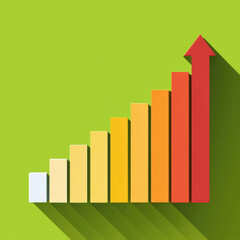 Ascending Heights A Gradient Bar Graph with a Red Arrow Points Upward Against a Green Backdrop Illustrating Growth Success and Positive Business Performance