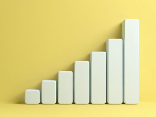 Ascending Success A 3D Rendered Bar Graph Displaying Growth and Achievement on a Sunny Yellow Backdrop, Illustrating Financial Progress and Positive Trends in Business