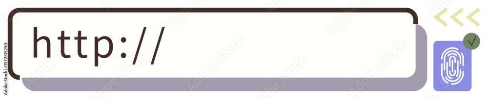Poster url search bar with secure lock indicator and fingerprint symbol for authentication. ideal for cyber