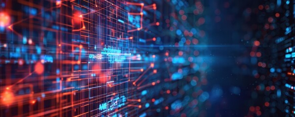 abstract blurred technology background in blue and red
