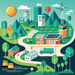 A vibrant vector illustration of a modern city street with urban buildings, cars, and trees, perfect for infographics and business design