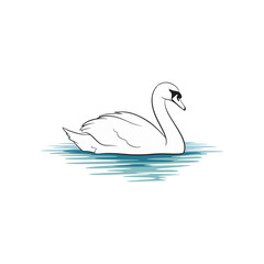 Fototapeta premium Elegant Swan Swimming on Water