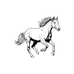 Dynamic Galloping Horse Line Art - Equestrian Speed Illustration