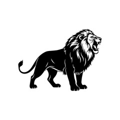Obraz premium Roaring Lion Silhouette - Majestic King of the Jungle Icon