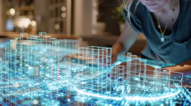 Concept of smart city planning and augmented reality technology.