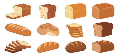 Assorted Breads Collection Loaf, Baguette, Rolls, and Slices