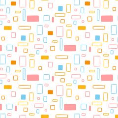 Obraz premium Playful Rectangle Pattern with Mixed Fill and Outline in Blue, Pink, and Orange