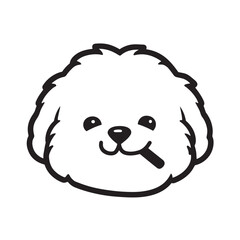Cute cartoon vector illustration of a smiling baby boy's face with a funny cat
