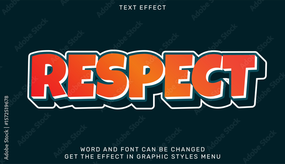 Poster respect text effect in 3d design