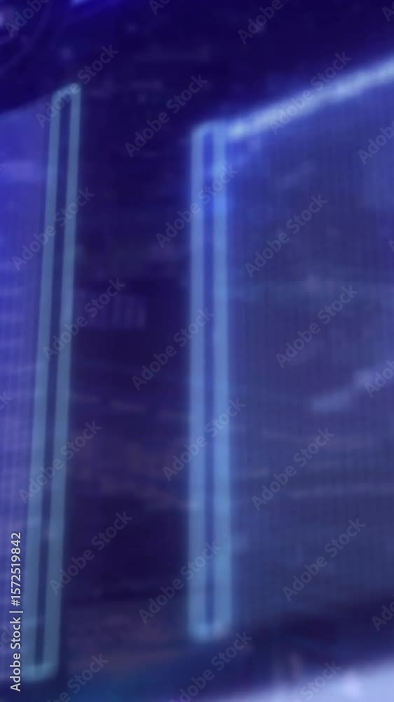 Poster graphs and data analysis animation over digital interface background