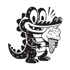 Funny cartoon animal illustration of an Easter bunny and bird, perfect for a kids' coloring book design