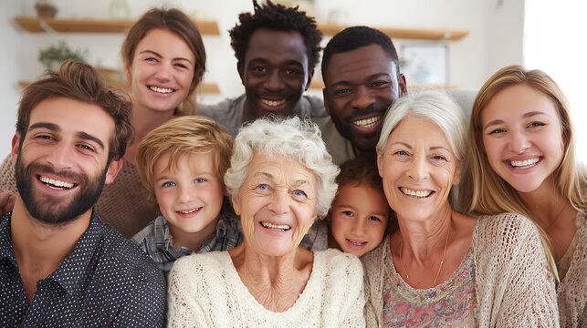 Happy Family Portrait Smiling with Diverse Indoors. - Powered by Adobe