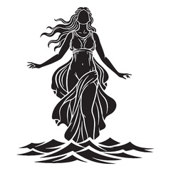 Artistic Aphrodite digital black profile, featuring a minimalist yet striking aesthetic – Aphrodite silhouette – Aphrodite Vector – Silhouette of Aphrodite – Greek goddess silhouette

