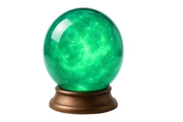 Green mystical orb with stand isolated on transparent background
