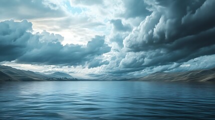 Fototapeta premium Turquoise crater lake nestled in dramatic stone canyon landscape high resolution picture