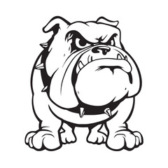 A cute, funny cartoon animal illustration of a dog with a bone