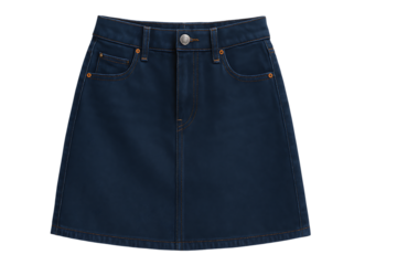 Dark blue denim mini skirt isolated on transparent background