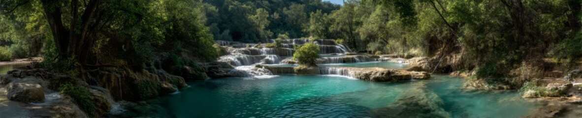Obraz premium Tranquil waterfall scene nature reserve hdr 360 degrees hdri view