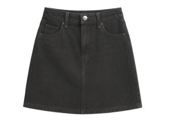 Black denim mini skirt isolated on transparent background