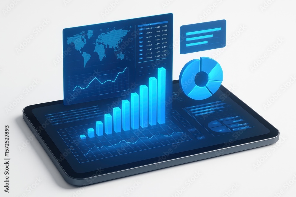 Aufkleber data-driven insights: a cutting-edge illustration of data visualization, depicting a rising bar grap