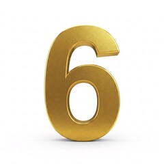 Gold Number 6, isolated on a white