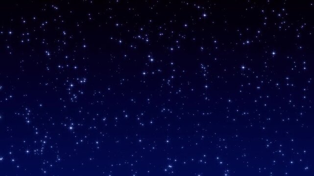 night sky blue shiny stars glittering and glowing animation, starry space science and new year and christmas, social media motion background	