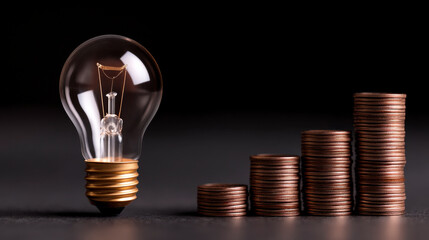 Business Profit growth Financial report Third quarter Concept. 3rd quarter positive growth performance report light bulb idea increasing financial Q3 stock analysis Business chart