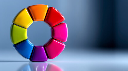 Colorful quarter circle diagram with q one and q four labels in a light blue background scene. A vibrant arc chart showcasing quadrants one and four displayed against a serene azure