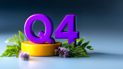 Colorful quarter circle diagram with q one and q four labels in a light blue background scene. A vibrant arc chart showcasing quadrants one and four displayed against a serene azure