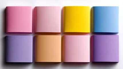 concept of quarterly report on sticky notes isolated on white background. A visual guide showcasing quarterly performance data displayed on individual adhesive notes against a pure white