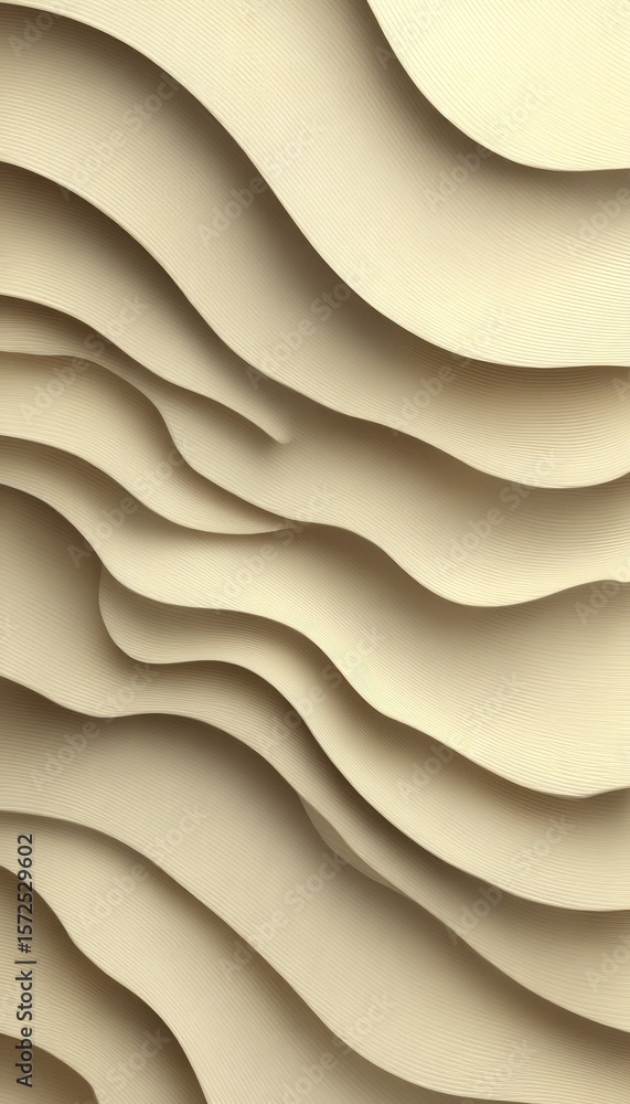 Poster gentle beige waves backdrop dynamic layers and soft gradient create fluid movement in monochrome.