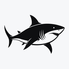 Fototapeta premium Powerful silhouette of a great white shark in profile embodying ocean predator majesty and aquatic danger