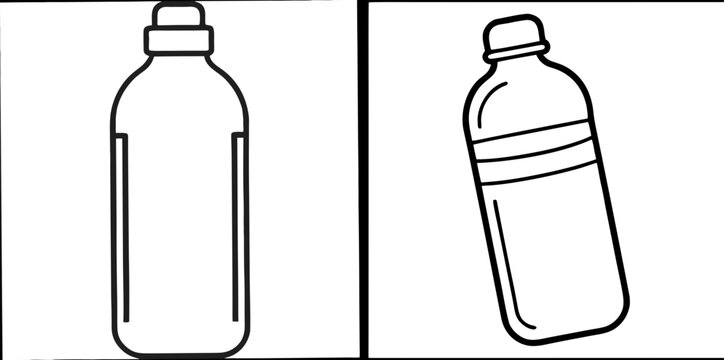 Water Bottle Coloring Book Page &ndash; Outline Line Art Reusable Drink Container for Kids and Adults
