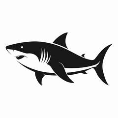 Powerful silhouette of a great white shark in profile illustrating its majestic form and predatory nature with sharp teeth visible