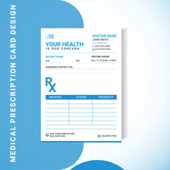 Modern Prescription Pad Template | Clean Blue Medical Layout (A5 Size)