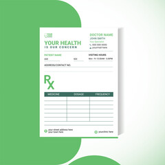 Modern Prescription Pad Template | Clean Green Medical Layout (A5 Size)