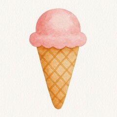 Watercolor ice cream cone illustration.
