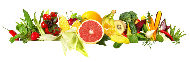 Vegetables and Fruits Panorama - Transparent PNG Background