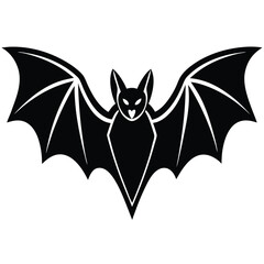 Black bat silhouette with outstretched wings vector