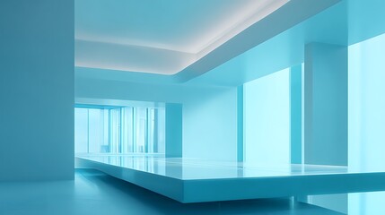 Light cyan ambient space with sleek lines and invisible tech presence