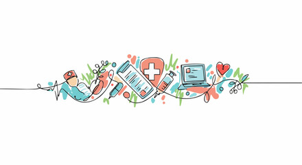 Naklejka premium Health and medical concept icons in graphic design