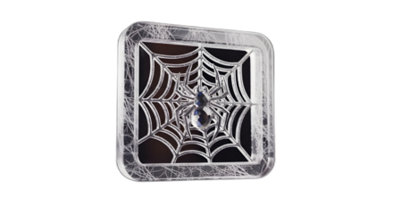 Silver Spiderweb Halloween Decoration Square Metal Art