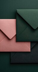 Stacked envelopes, deep colors